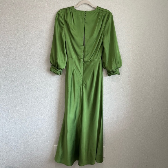 ASOS Design Satin Tie Front Size 4 Midi Dress Green Evening Lightweight Glam - Picture 10 of 15